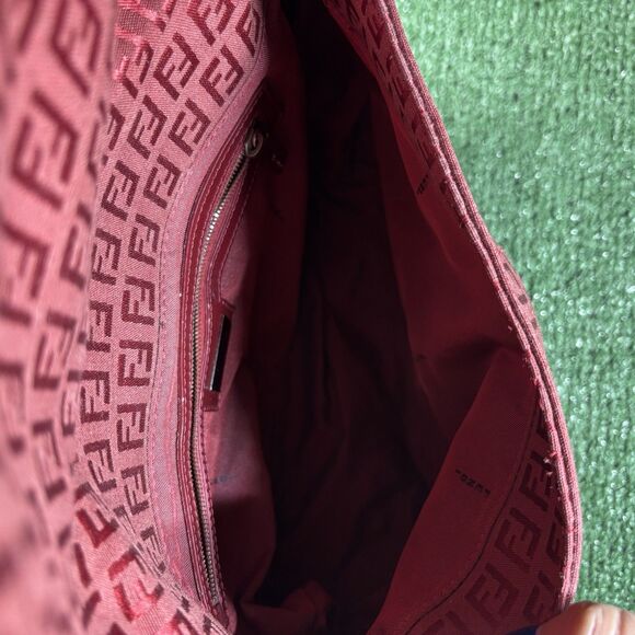 FENDI Mamma Zucchino Baguette Red Shoulder Bag Vintage Authentic Monogram Purse - Picture 2 of 13